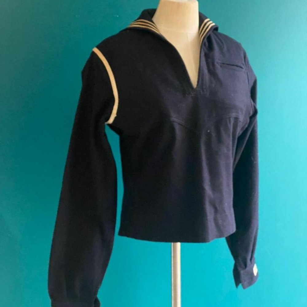 NAVAL CLOTHING FACTORY BRAND VINTAGE WWII US NAVY UNIFORM CRACKERJACK TOPs-S